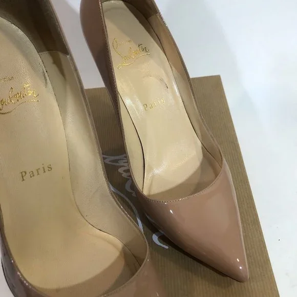 Christian Louboutin Women's 38.5 Heels Nude Pigalle 100mm - Picture 7 of 10